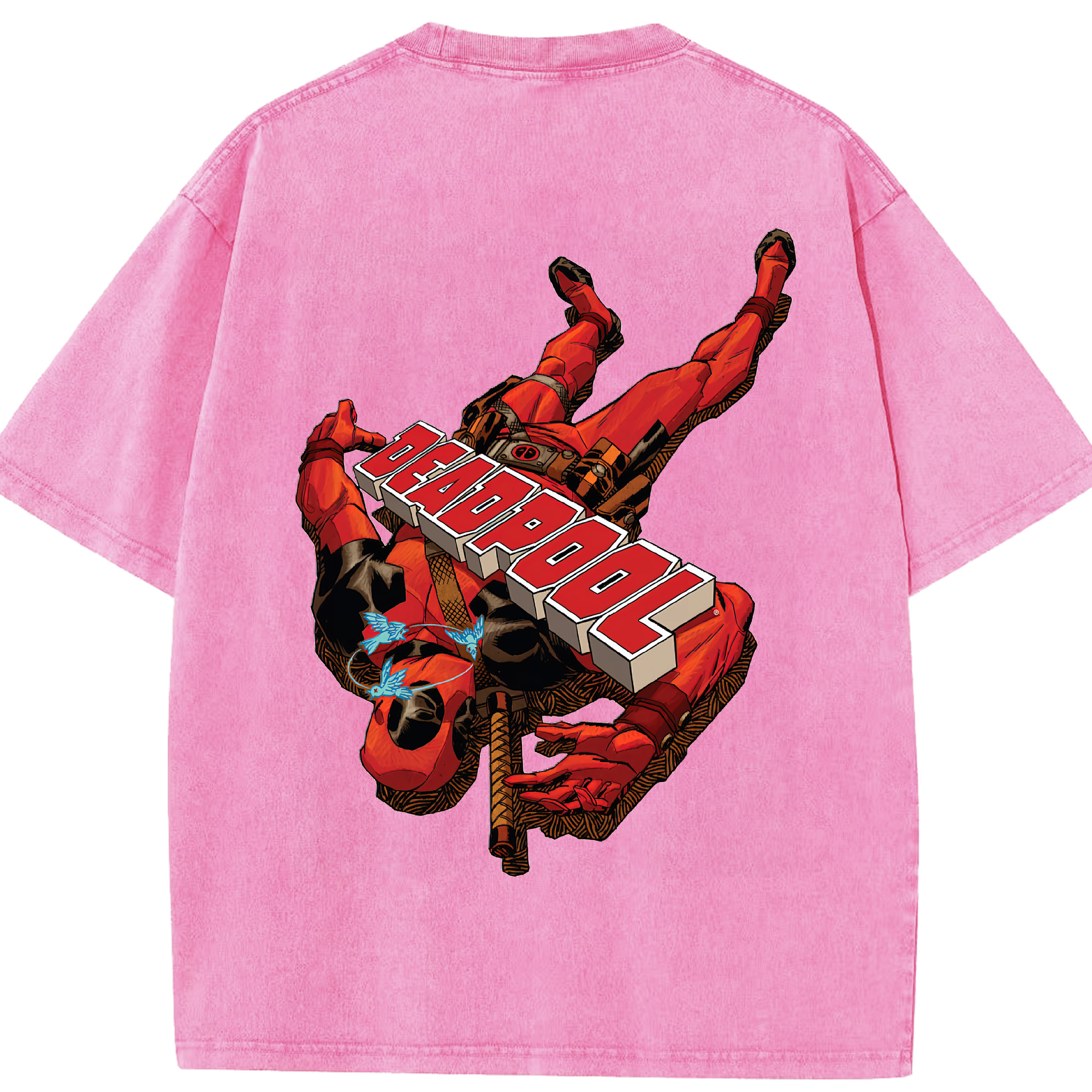 （画像用） Deadpool デッドプール 綿100% ヴィンテージ風 半袖Tシャツ（背面プリント）
